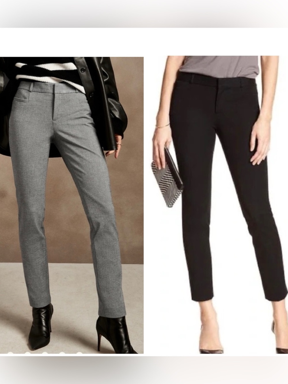 2 Lot Banana Republic Modern Sloan-Fit Ankle Pant in Charcoal/Black